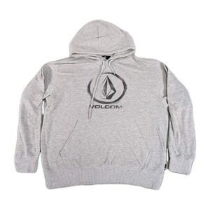 Volcom Hoodie Mens Medium Gray Pullover Hoodie Active Sweatshirt Sweater‎ Logo